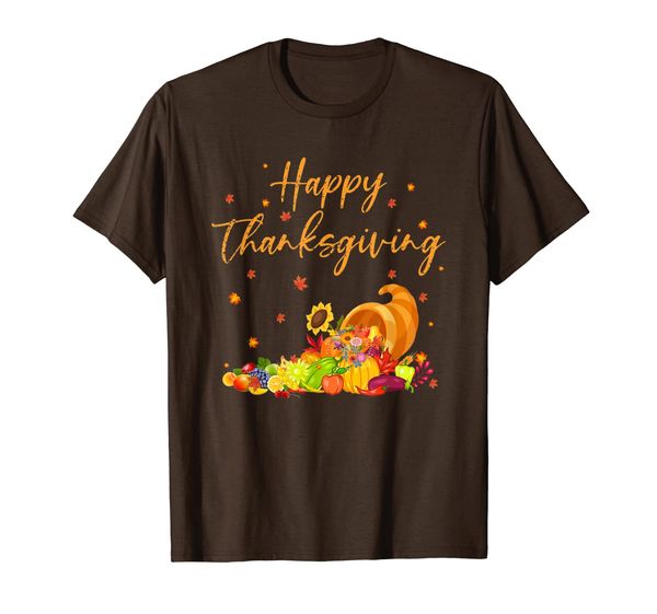 happy thanksgiving cornucopia pumpkin apparel gifts t-shirt, White;black